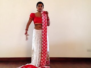 Indian Girl Giving Sari Lesson