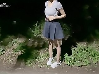 Masturbating and squirting on public road.