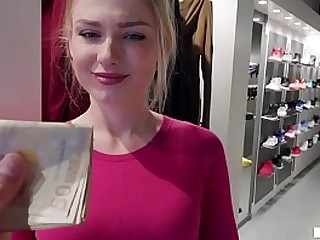 Russian sales attendant sucks dick in the fitting room for a grand